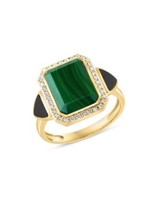 Bloomingdale's Fine Collection - Malachite, Onyx & Diamond Ring in 14K Yellow Gold