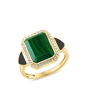 Shop Bloomingdale's Malachite, Onyx & Diamond Ring In 14k Yellow Gold In Green