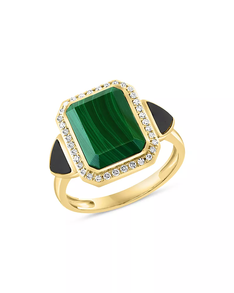 Bloomingdale's Fine Collection Malachite, Onyx & Diamond Ring in 14K Yellow Gold