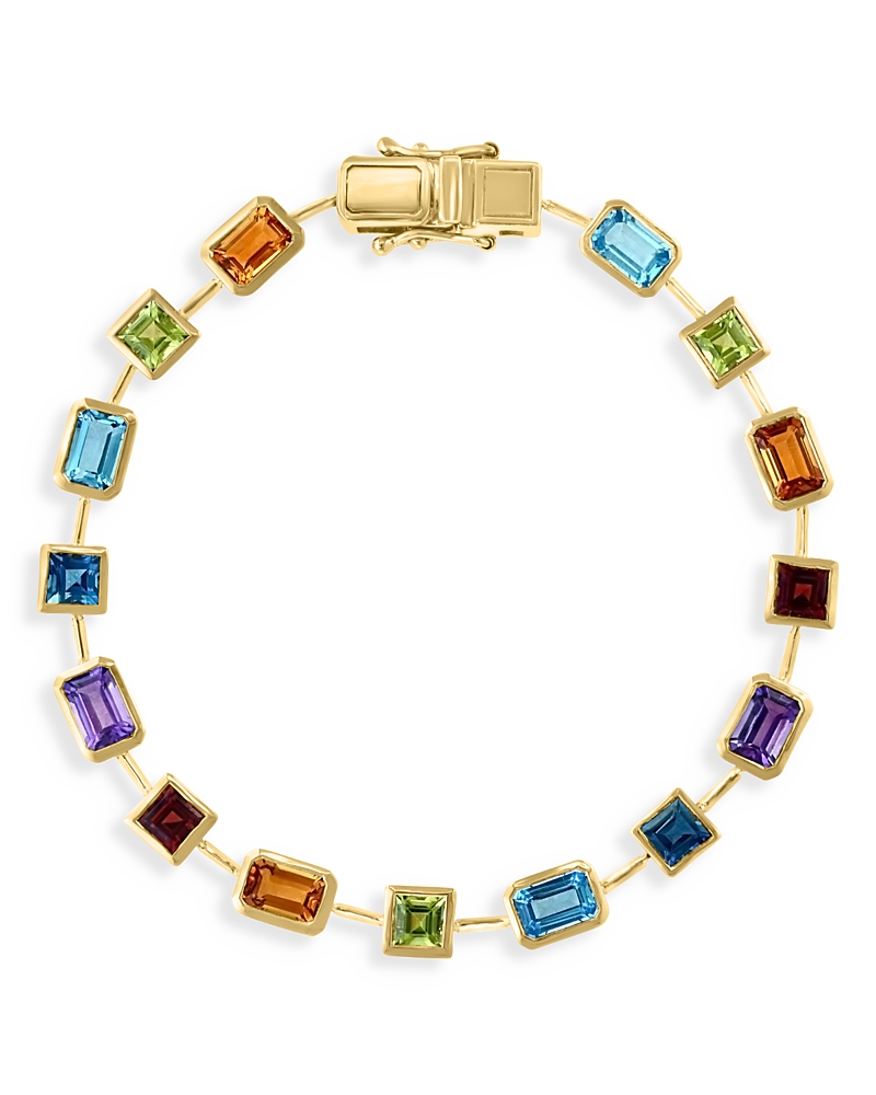 Bloomingdale's Fine Collection Multi Gemstone Bezel Link Bracelet in 14K Yellow Gold