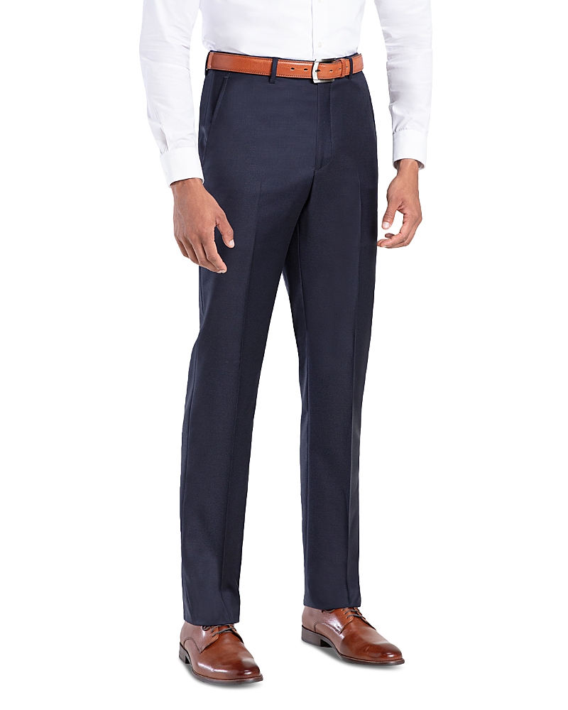 Santorelli Loro Piana Wool Regular Fit Dress Pants In Blue