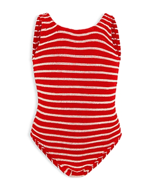 Shop Hunza G Girls' Alva One Piece Swimsuit - Little Kid In Red/white