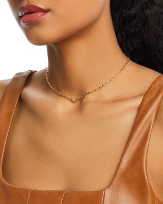 14K Yellow Gold Baguette Diamonds Diamond Baguette Oval Link Necklace, 14-16"