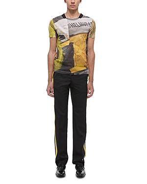 Helmut Lang Men's Crinkled Photo Print T-shirt In Yellow Car Print