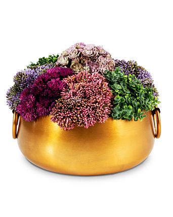 Alba Gold-tone Sedum Arrangement