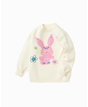 Shop Balabala Girls' Bunny Graphic Sweater - Baby, Little Kid, Big Kid In White