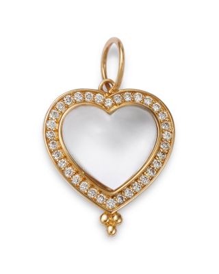 Nina Gilin - 14K Yellow Gold Moonstone and Diamond Cut Out Heart Charm