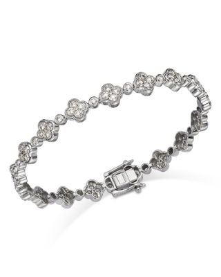 Bloomingdale's Fine Collection Diamond Clover Cluster Tennis Bracelet in 14K White Gold, 2.5 ct. t. w.