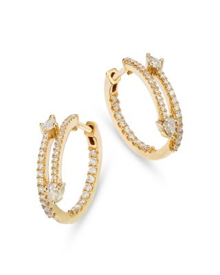 Bloomingdale's Fine Collection Diamond Pear & Round Arrow Inside Out Hoop Earrings in 14K Yellow Gold, 0.60 ct. t. w.