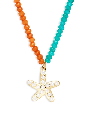 Aqua Imitation Pearl Rainbow Star Pendant Necklace in 14K Gold Plated, 16-18 - 100% Exclusive