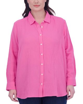 Foxcroft Plus - Cotton Boyfriend Shirt