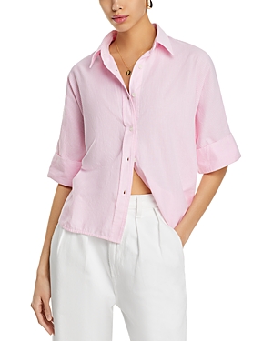 Vanessa Bruno Bobby Cotton Shirt In Rose/blanc
