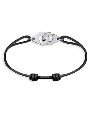 Dinh Van 18k White Gold Menottes R12 Intertwined Handcuff Charm Adjustable Cord Bracelet In Metallic
