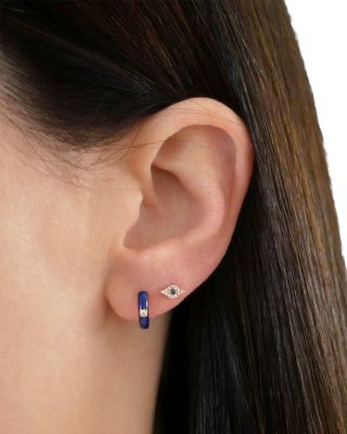 14K Yellow Gold Mini Diamond Evil Eye Stud Earrings