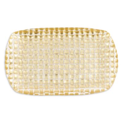 VIETRI - Rufolo Glass Gold Basketweave Rectangular Tray