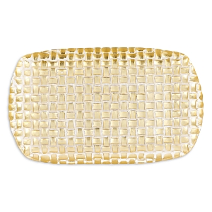 Vietri Rufolo Glass Gold Basketweave Rectangular Tray