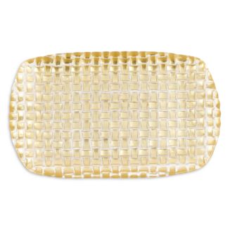 VIETRI Rufolo Glass Gold Basketweave Rectangular Tray