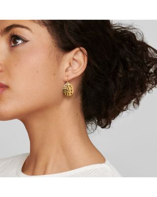 18K Yellow Gold Classico Crinkle Teardrop Drop Earrings