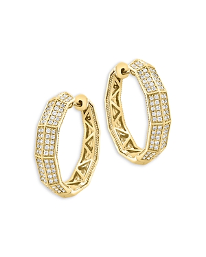 Diamond Pave Geometric Hoop Earrings in 14K Yellow Gold, 0.85 ct. t.w.