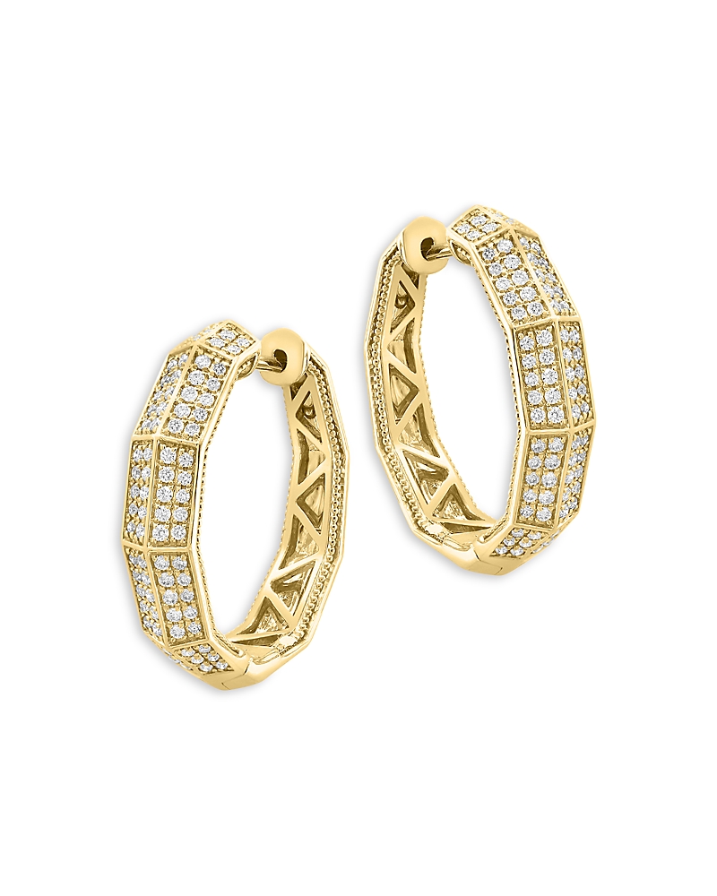 Bloomingdale's Fine Collection Diamond Pave Geometric Hoop Earrings in 14K Yellow Gold, 0.85 tcw