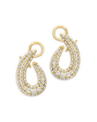 Diamond Pav&eacute; Spiral Hoop Earrings in 14K Yellow Gold, 2.50 tcw