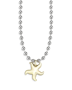 Aqua Eno Two-tone Starfish Bead Pendant Necklace, 16-19 In Gold/silver