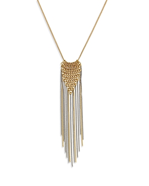 Allsaints Chainmail Fringe Pendant Necklace, 31 In Gold