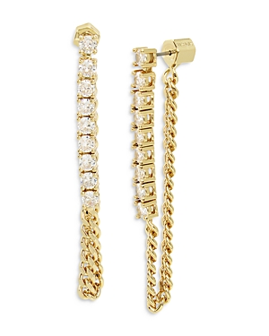 Stone Chain Slim Front to Back Earrings
