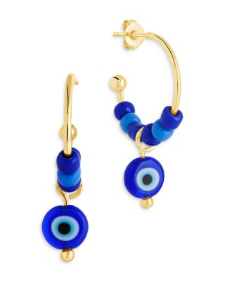 Sterling Forever - Sibyl Evil Eye Beaded Hoop Earrings