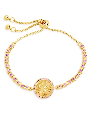 Shop Sterling Forever Bindi Butterfly Bracelet In 14k Gold Plated In Purple/gold