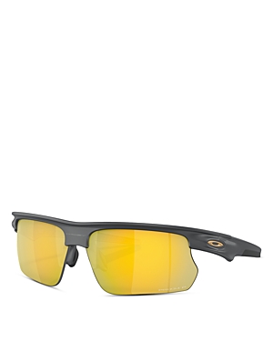 Shop Oakley Bisphaera Rectangular Sunglasses, 68mm In Black/yellow Polarized Solid