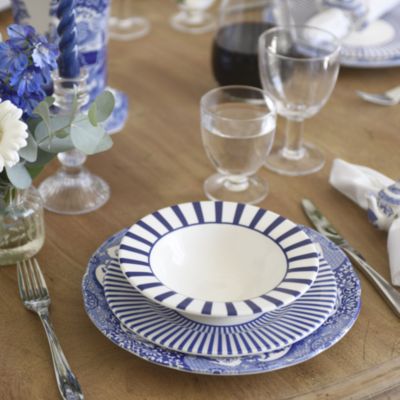 Blue Italian Steccato Cereal Bowls, Set of 4