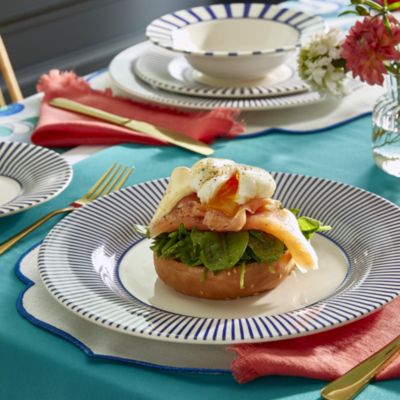 Blue Italian Steccato Dinner Plates, Set of 4