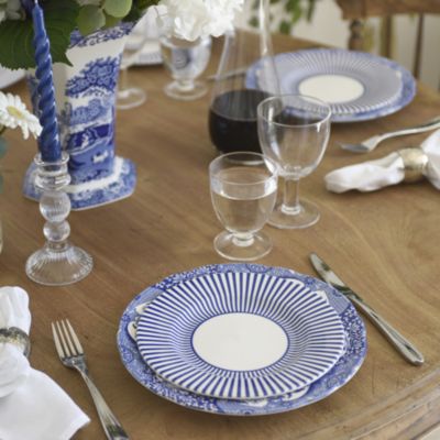 Blue Italian Steccato Salad Plates, Set of 4
