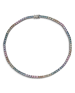 Shop Kurt Geiger Pastel Cubic Zirconia Tennis Necklace, 16 In Multi/silver