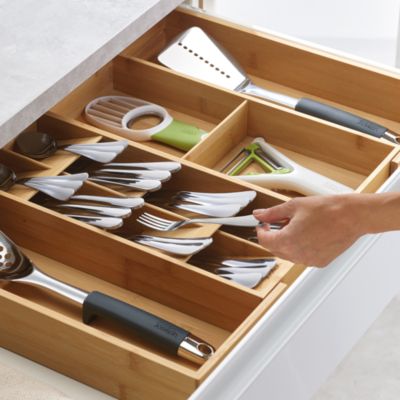 Bamboo Expandable Cutlery, Utensil & Gadget Organizer
