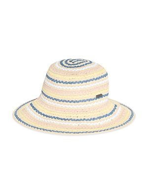 Shop Barbour Dana Cloche Woven Stripe Straw Bucket Hat In Multi