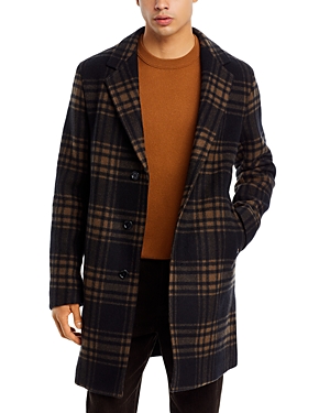 Boss Cam Check Relaxed Fit Wool Coat