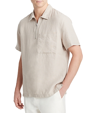 Shop Vince Regular Fit Quarter Zip Shirt In Pumice Rock