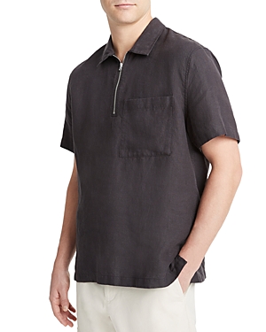 Shop Vince Regular Fit Quarter Zip Shirt In Washed Black