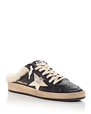 Golden Goose Ballstar Shearling Sabot Slide Sneakers In Black