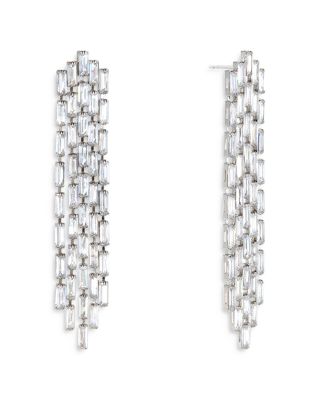 Shashi - Sterling Silver Cubic Zirconia Cascading Drop Earrings