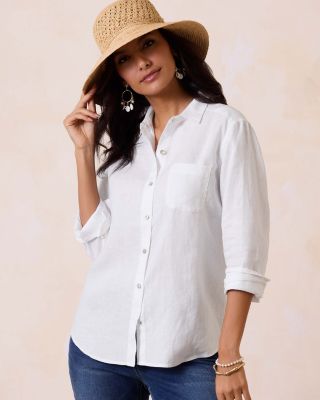 Coastalina Relaxed Linen Button Front Shirt