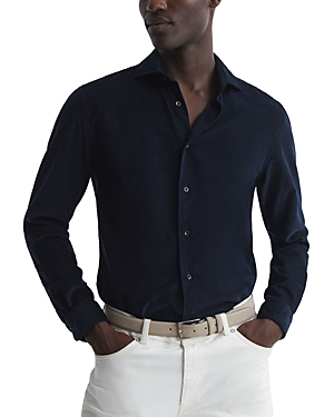 Shop Reiss Vincy Cotton Corduroy Slim Fit Button Down Shirt In Navy