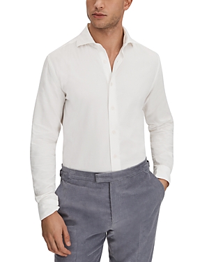 Shop Reiss Vincy Cotton Corduroy Slim Fit Button Down Shirt In Off White