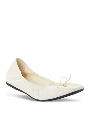 Shop Valentino Women's Slip On Ruched Ballet Flats In Ivory