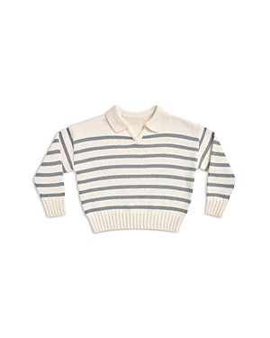 Shop Rylee + Cru Girls' Collared Striped Sweater - Little Kid In Ivory