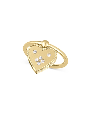 Roberto Coin 18K Yellow Gold Venetian Princess Diamond Heart Charm Ring