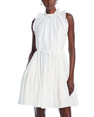 Shop French Connection Emily Tie Waist Ruffled Dress In Summer White