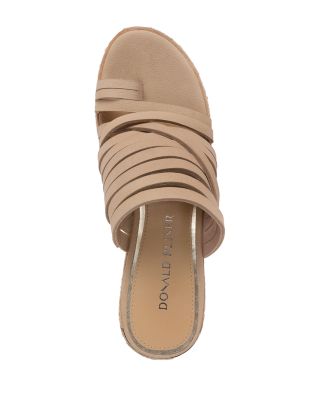 Women's Leather Toe Loop Wedge Slide Sandals